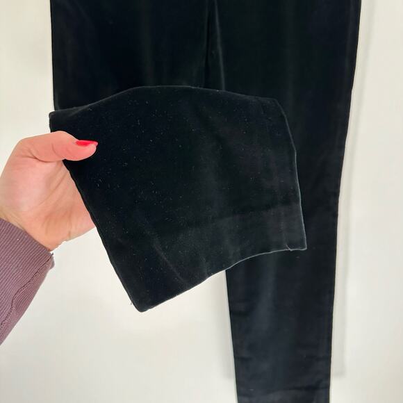 Lafayette 148 Crushed Velvet Gates Straight Leg Pant Black 8 - Picture 6 of 9